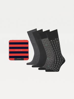 Tommy Hilfiger 4-Pack Gift Box Knee-High Moški Nogavice Črna | TH781JBT