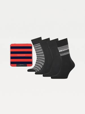 Tommy Hilfiger 4-Pack Gift Box Stripe Moški Nogavice Črna | TH142THV