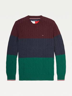 Tommy Hilfiger Adaptive Colour-Blocked Crew Neck Jumper Moški Puloverji Rdeča | TH147ZRE