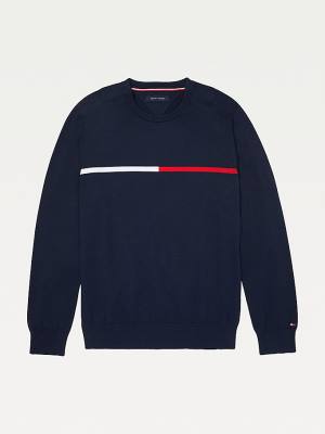 Tommy Hilfiger Adaptive Crew Neck Sweatshirt Moški Puloverji Modra | TH271NDL