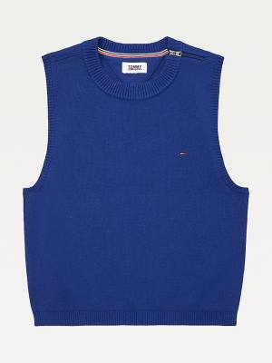 Tommy Hilfiger Adaptive Crop Mock Turtleneck Jumper Ženske Puloverji Modra | TH580UXS