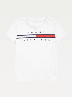 Tommy Hilfiger Adaptive Pure Cotton Logo Dekleta Majice Bela | TH398RYG