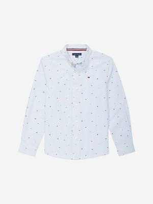 Tommy Hilfiger Adaptive Woven All-Over Flag Fantje Srajce Modra | TH436WHG