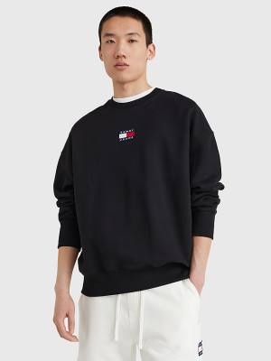 Tommy Hilfiger Badge Crew Neck Moški Pulover Črna | TH571ZIA