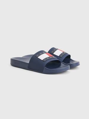 Tommy Hilfiger Badge Pool Slides Moški Sandali Modra | TH950WYM