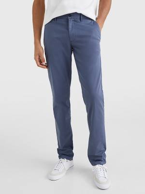 Tommy Hilfiger Bleecker Satin Slim Fit Chinos Moški Hlače Modra | TH875AZO