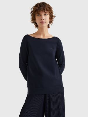 Tommy Hilfiger Boat Neck Organic Cotton Jumper Ženske Puloverji Modra | TH286UHM