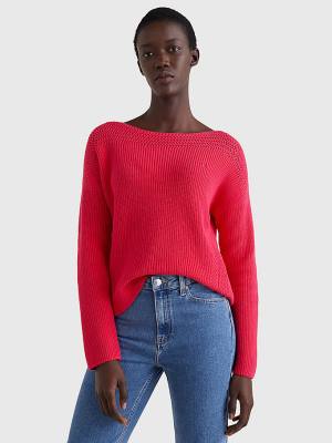 Tommy Hilfiger Boat Neck Relaxed Fit Jumper Ženske Puloverji Roza | TH059ZLB