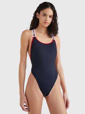 Tommy Hilfiger Brazilian One Piecesuit Ženske Kopalke Modra | TH916AMD