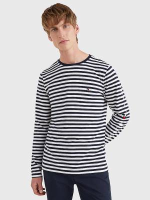 Tommy Hilfiger Breton Stripe Long Sleeve Moški Majice Modra | TH258UEC