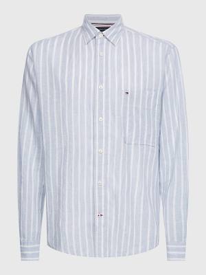 Tommy Hilfiger Casual Stripe Moški Srajce Modra | TH126SDV