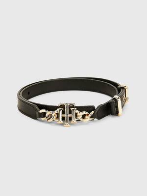 Tommy Hilfiger Chain Leather Waist Ženske Pas Za Hlače Črna | TH816WQG