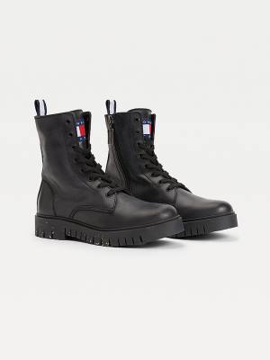 Tommy Hilfiger Chunky Cleat Lace-Up Ženske Škornji Črna | TH163CYG