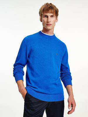 Tommy Hilfiger Chunky Knit Crew Neck Jumper Moški Puloverji Modra | TH092UXG