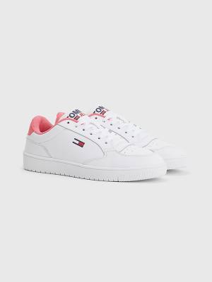 Tommy Hilfiger Classic Leather Cupsole Ženske Superge Bela | TH689ISA