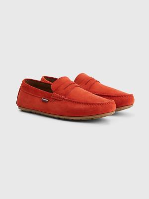 Tommy Hilfiger Classic Suede Driving Moški Casual Čevlji Rdeča | TH081STX