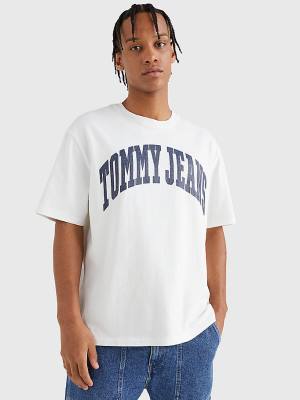 Tommy Hilfiger College Logo Moški Majice Bela | TH956ICS