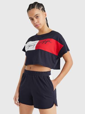 Tommy Hilfiger Colour-Blocked Cropped Ženske Kopalke Modra | TH058IMC