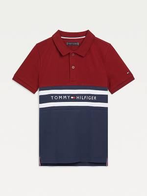 Tommy Hilfiger Colour-Blocked Logo Polo Fantje Majice Rdeča | TH710HXL