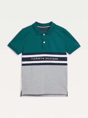 Tommy Hilfiger Colour-Blocked Logo Polo Fantje Majice Zelena | TH723VOH