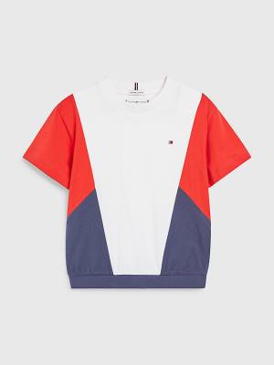 Tommy Hilfiger Colour-Blocked Organic Cotton Knit Dekleta Majice Modra | TH389KDT