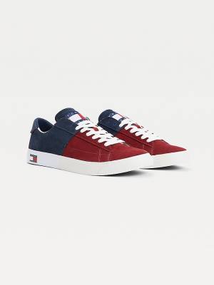 Tommy Hilfiger Colour-Blocked Suede Low-Top Moški Superge Modra | TH435MGU