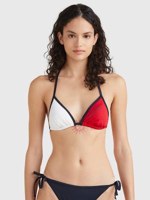 Tommy Hilfiger Colour-Blocked Triangle Bikini Top Ženske Kopalke Modra | TH784VPI