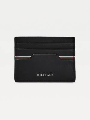 Tommy Hilfiger Commuter Leather Metallic Logo Card Holder Moški Denarnice Črna | TH457YJH