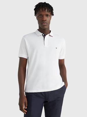 Tommy Hilfiger Contrast Placket Regular Fit Moški Polo Majica Bela | TH219BTU