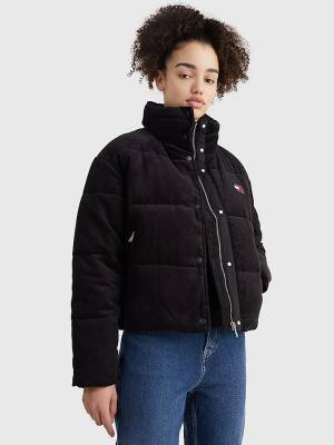 Tommy Hilfiger Corduroy Padded Puffer Ženske Jakne Črna | TH623CTX