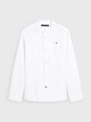 Tommy Hilfiger Cotton Linen Collarless Fantje Srajce Bela | TH849CQH