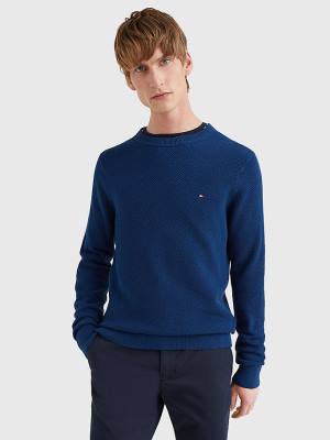 Tommy Hilfiger Crew Neck Jumper Moški Puloverji Modra | TH217ELJ