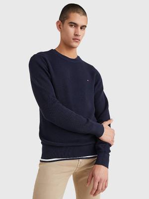 Tommy Hilfiger Crew Neck Jumper Moški Puloverji Modra | TH250COG