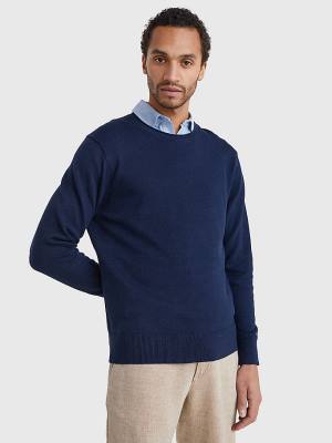 Tommy Hilfiger Crew Neck Jumper Moški Puloverji Modra | TH527MLZ