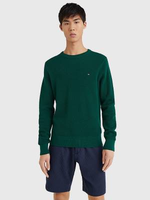 Tommy Hilfiger Crew Neck Jumper Moški Puloverji Zelena | TH615XKU