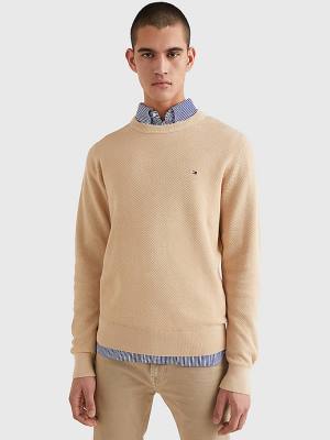 Tommy Hilfiger Crew Neck Jumper Moški Puloverji Bež | TH641BAP