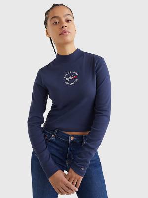 Tommy Hilfiger Cropped Fit Long Sleeve Ženske Majice Modra | TH519UFR