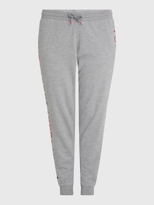 Tommy Hilfiger Curve Logo Embroidery Tapered Joggers Ženske Hlače Siva | TH236LFN