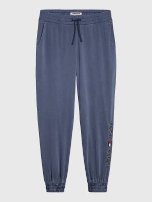 Tommy Hilfiger Curve Relaxed Fit Logo Joggers Ženske Hlače Modra | TH251YSR