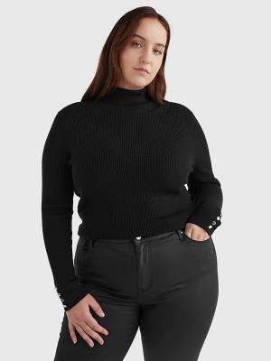 Tommy Hilfiger Curve Roll Neck Jumper Ženske Puloverji Črna | TH470QLH