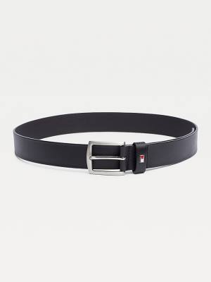 Tommy Hilfiger Denton Rounded Buckle Leather Moški Pas Za Hlače Črna | TH476JKD