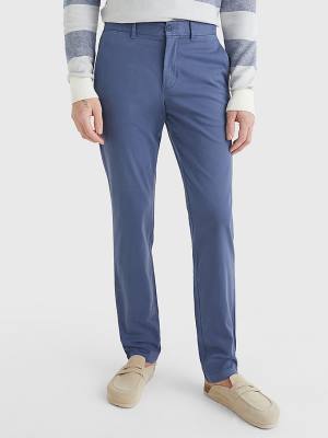 Tommy Hilfiger Denton Straight Fit Satin Chinos Moški Hlače Modra | TH036IAE