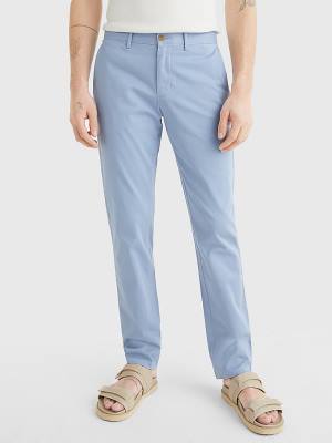 Tommy Hilfiger Denton Straight Fit Satin Chinos Moški Hlače Modra | TH158DOL