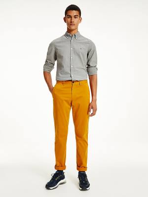 Tommy Hilfiger Denton Straight Fit Satin Chinos Moški Hlače Zlato | TH965IMB