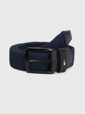 Tommy Hilfiger Denton Stretch Braided Moški Pas Za Hlače Modra | TH928HAS