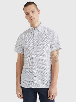 Tommy Hilfiger Dot Regular Fit Short Sleeve Moški Srajce Bela | TH257EIS