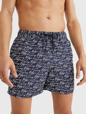 Tommy Hilfiger Drawstring Mid Length Shorts Moški Kopalke Modra | TH603WOM