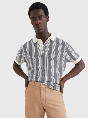 Tommy Hilfiger Elevated Vertical Stripe Polo Moški Puloverji Bela | TH397DBE