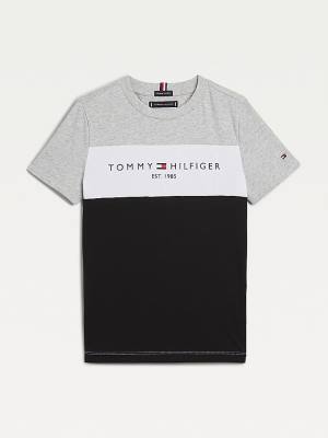 Tommy Hilfiger Essential Colour-Blocked Organic Cotton Fantje Majice Črna | TH064HCF