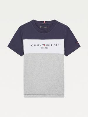 Tommy Hilfiger Essential Colour-Blocked Organic Cotton Fantje Majice Siva | TH840LTB